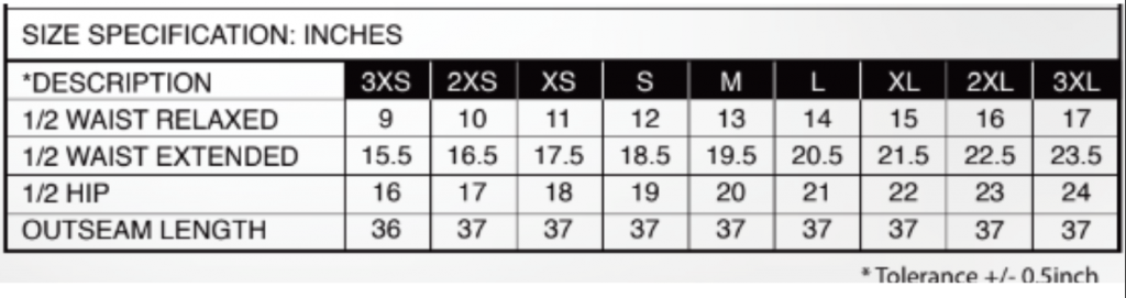 Women Pants Sizing Chart