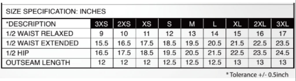 Women Shorts Sizing Chart